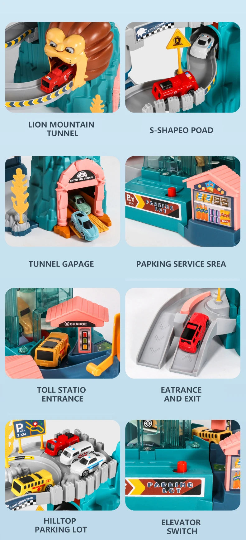 KBDFA Lion Theme Car Track für Kinder, Druckguss, Urlaubsgeschenke, Geburtstag, Hot Wheels, pädagogisches Rennspielzeug für Kinder, Rennwagen