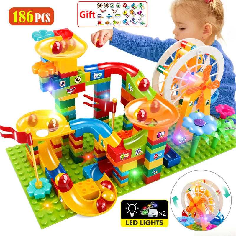 Marble Run - Kugelbahn Bau-Set für Kinder - mit LED & Riesenrad
