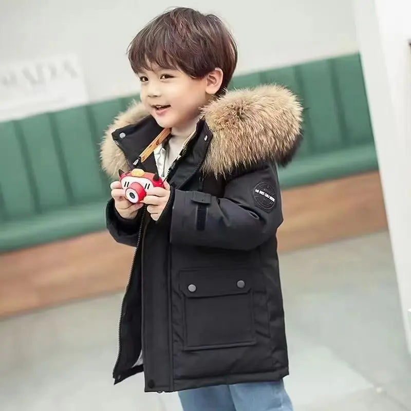 Kinder Winterjacke mit Kapuze & Fellkragen - Warm & Wasserabweisend - 5-12 Jahre
