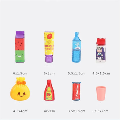 Kids Toy Fridge Mini Double Door Refrigerator Baby Toys Furniture Simulation Pretend Play Kitchen Toys Accessories Role Play