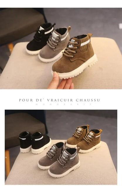 2-Stil Innenmaterial Plüsch Kinder Winterstiefel Baumwollstoff Frühling Herbst Kinderschuhe Baby Kleinkind Jungen Mädchen Stiefel