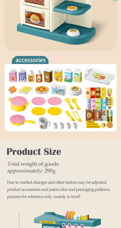 Play Kitchen Accessories, Kitchen Playset Toys for Kids Foods Pots Pans Milk Bread Fork for 3+ Boys and Girls