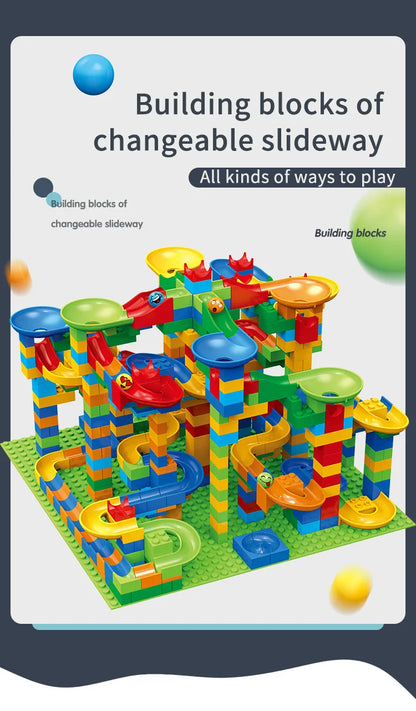 Marble Run - Kugelbahn Bausteine Set - 84 bis 504 Teile - Bunte Murmelbahn zum Bauen & Spielen