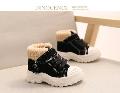 2021 kinder Warme Stiefel Winter Neue Jungen Plus Verdicken Samt Baumwolle Schuhe Mädchen Wasserdichte Kurze Stiefel Baby Baumwolle Stiefel