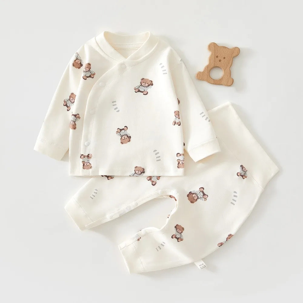 Neugeborenen Baby Basis Shirt + Hosen 2-teiliges Set Herbst und Winter Cartoon Reine Baumwolle Top + Hosen 0-18M Neugeborenen Baby Pyjamas