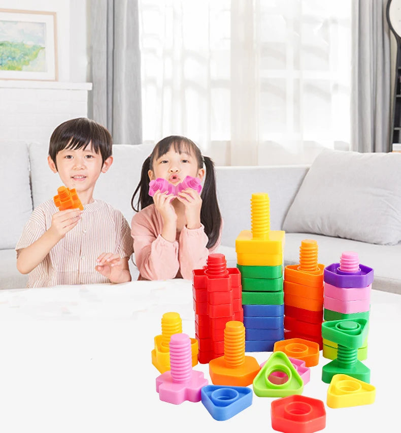 Schraub- & Steckspiel Lernspielzeug – Bunte Formen & Farben