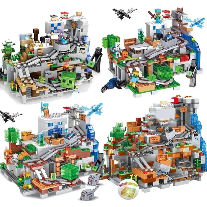 The Cave Village Mine Farm TreeHouse Deep Dark Battle Constructions Bausteinmodell Spielzeug DIY für Kinder Weihnachtsgeschenk
