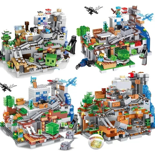 The Cave Village Mine Farm TreeHouse Deep Dark Battle Constructions Bausteinmodell Spielzeug DIY für Kinder Weihnachtsgeschenk