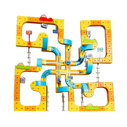 Heißer Verkauf Magnetische Auto Stem Racing Auto Railtrack Set Montessori Motorisierte Zug & Schwerkraft Labyrinth Spielzeug Pädagogisches Geschenk Für Kinder