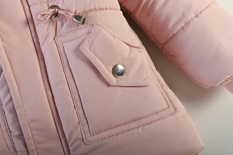 Winter Mädchen Jacke Futter Plus Samt Dicke Warm Halten Hülse Drucken Mit Kapuze Lange Stil Mäntel Für 4-6Y Kinder Baumwolle Schnee kleidung