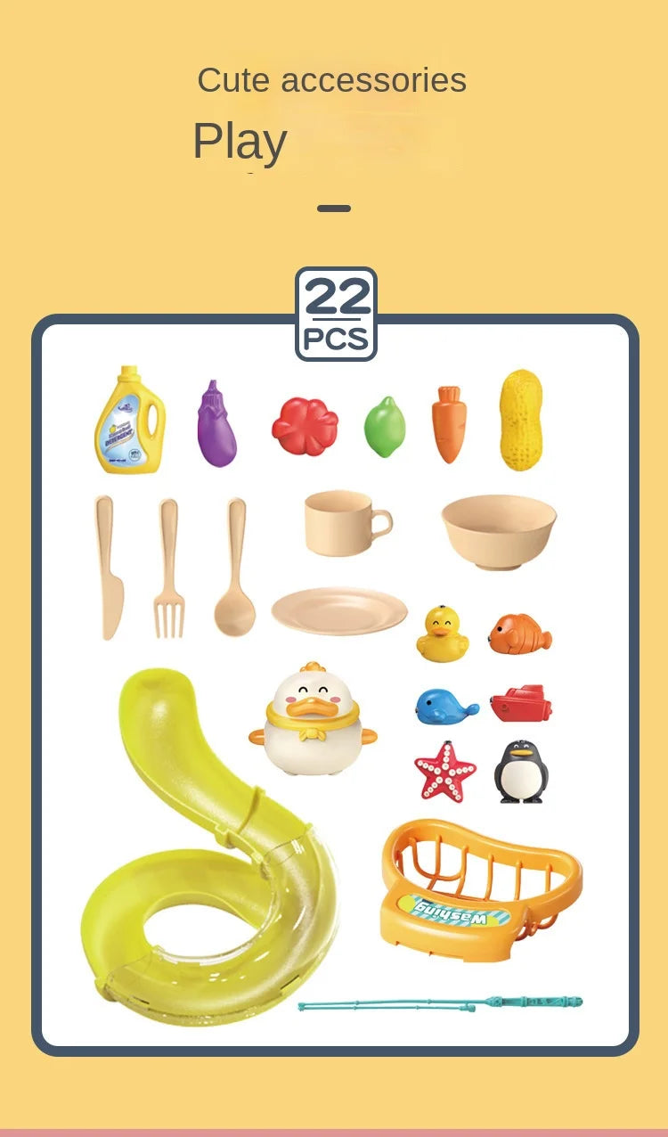 Kinder Puzzle Pretend Spielen Spielzeug Geschirr Becken Spielzeug Geschenk Küche Interaktives Spielzeug 2-in-1 Rutsche Angeln Montessori Spielzeug