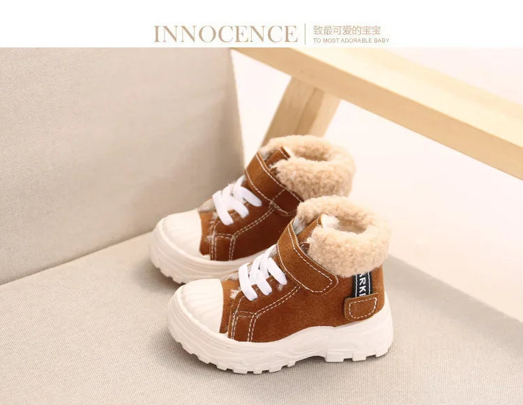 2021 kinder Warme Stiefel Winter Neue Jungen Plus Verdicken Samt Baumwolle Schuhe Mädchen Wasserdichte Kurze Stiefel Baby Baumwolle Stiefel