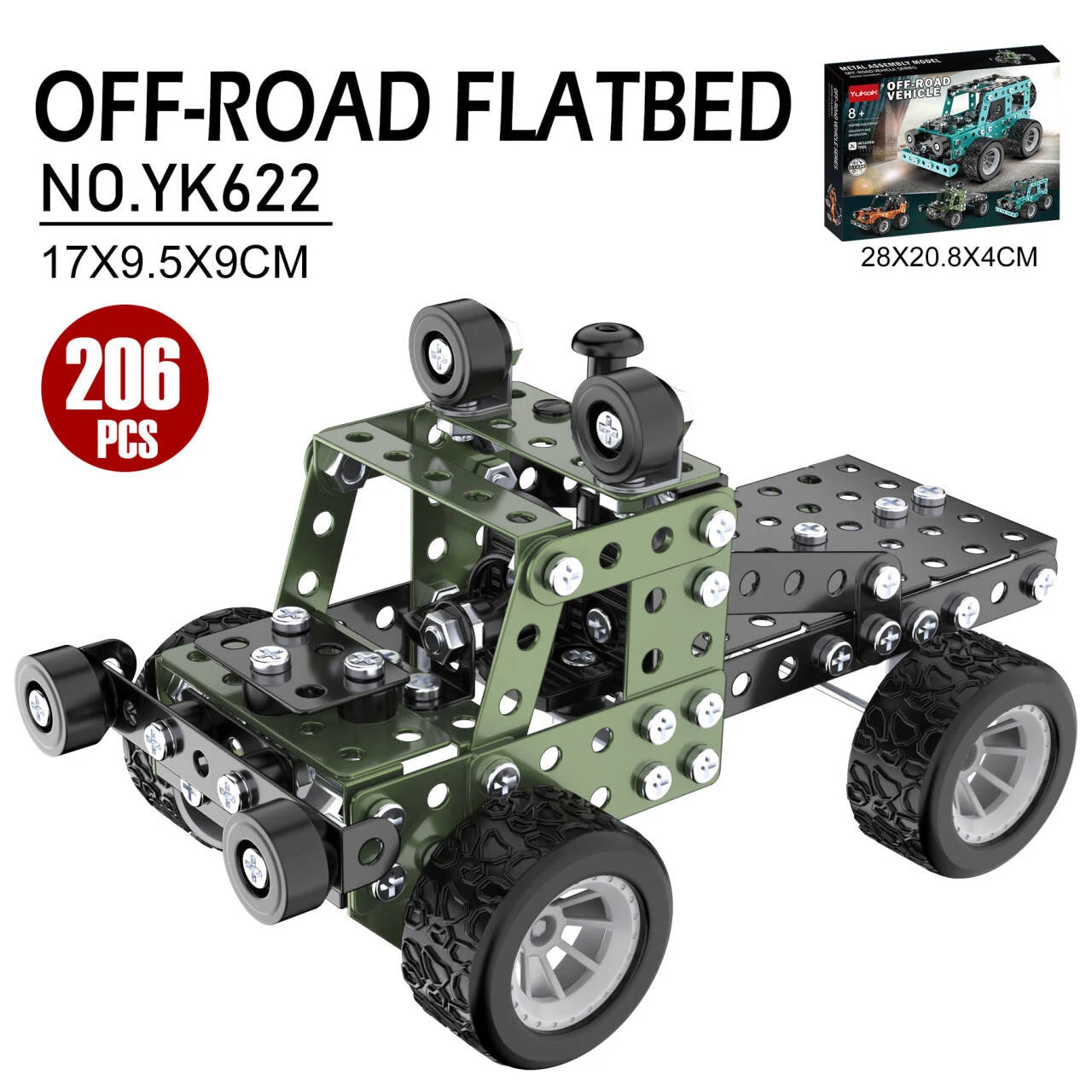 Metall Baukasten Auto - Technik Bauset für Kinder - Offroad Truck Modell zum Selberbauen