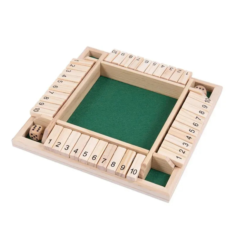 Holz Würfelspiel - Shut the Box - Familienspiel für 2-4 Spieler