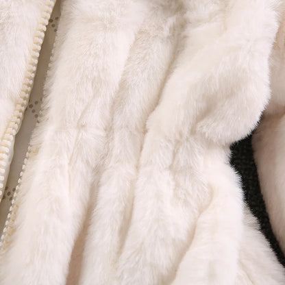 Mädchen Winter Plüschmantel mit Kunstfell & Pompons - Warm & Weich - 1-7 Jahre
