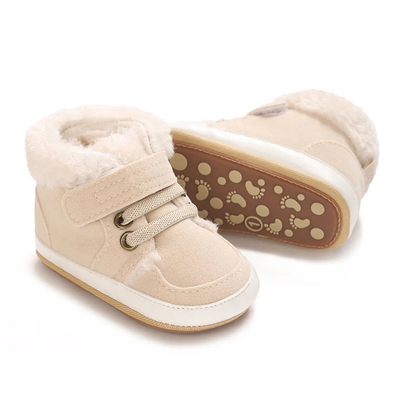 HAIZHIW Winter Baby Junge Mädchen High Tops Turnschuhe Gummi Anti-Rutsch-Sohle Fleece für Wärme Säugling Neugeborene Erste Gehen Krippe schuhe
