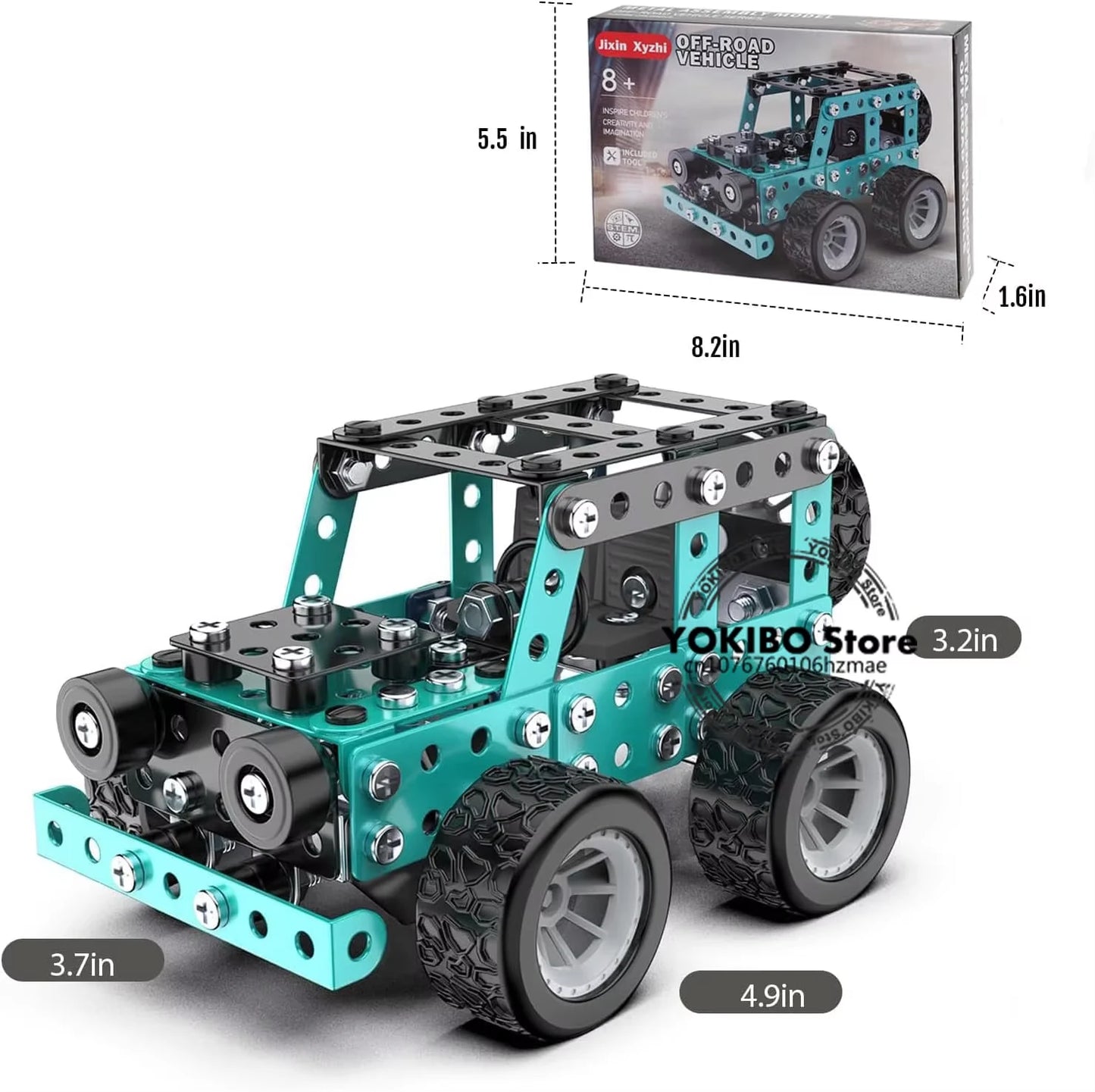 Metall Baukasten Auto - Technik Bauset für Kinder - Offroad Truck Modell zum Selberbauen