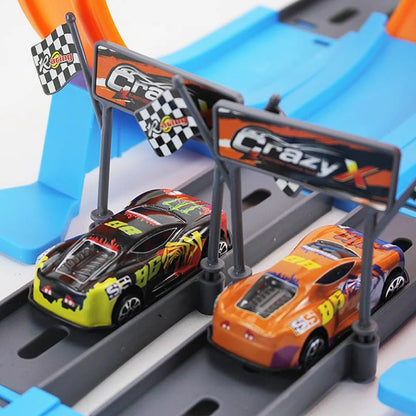 Stunt Geschwindigkeit Doppel Auto Räder Modell Spielzeug Für Kinder Racing Track Diy Montiert Schiene Kits Pädagogisches Interaktive Junge Kinder Spielzeug
