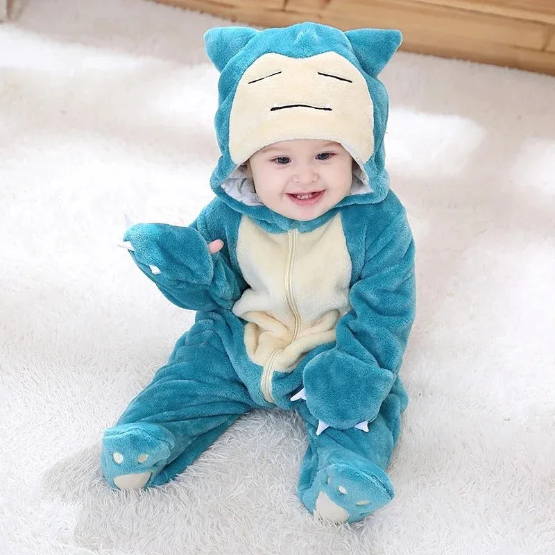 Miniso Pikachu Baby Overall Niedlicher Snorlax Strampler Kleinkind Säugling Neugeborenen Body Kinder Cosplay Winter Kapuzen Outfits