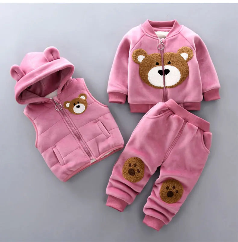 3PCS Winter Herbst Kleinkind Baby Jungen Mädchen Kleidung Baby Pullover Mantel + Hosen + Kapuze Weste Outfit Set Infant warme Kleidung Anzüge