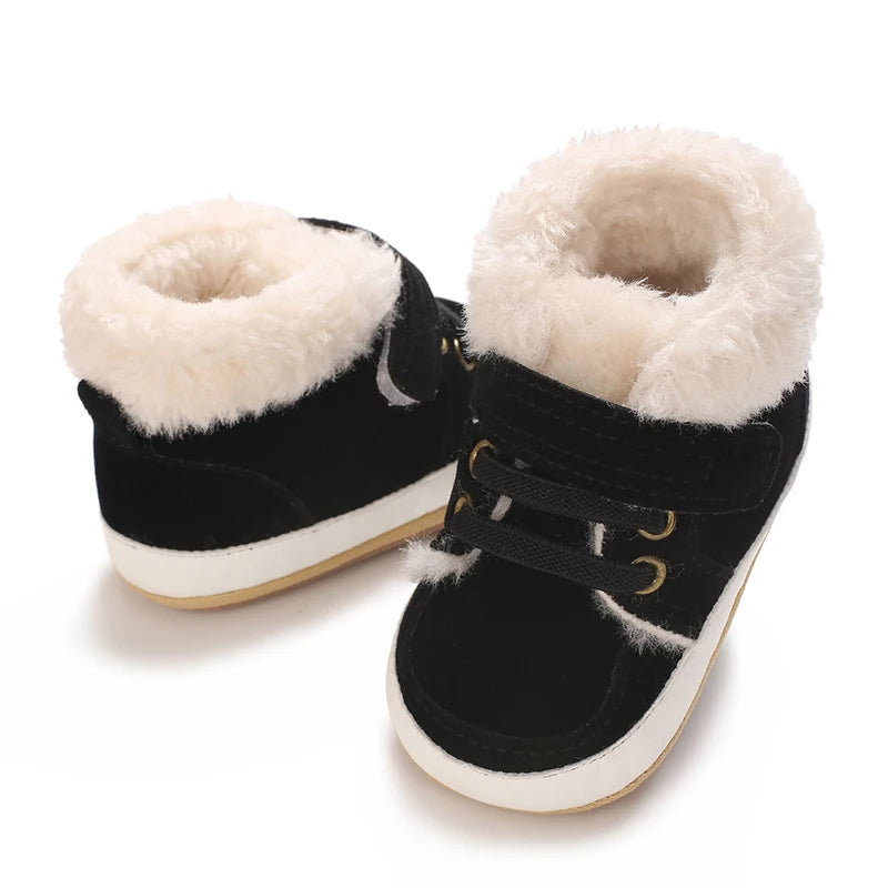 HAIZHIW Winter Baby Junge Mädchen High Tops Turnschuhe Gummi Anti-Rutsch-Sohle Fleece für Wärme Säugling Neugeborene Erste Gehen Krippe schuhe