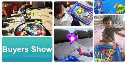 Kids Fishing Toy Set Play Water Toys for Baby Magnetic Rod and Fish with Inflatable Pool Outdoor Sport Puzzle Toys for Children