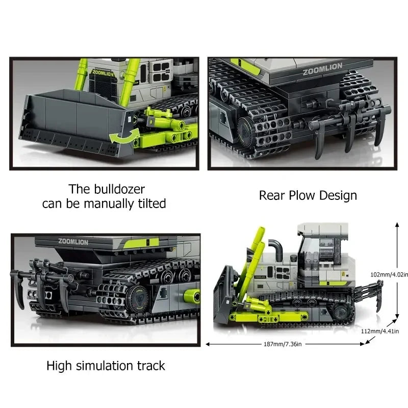 Bausteine Baufahrzeuge Set - Kran, Bagger, Bulldozer & Betonmischer