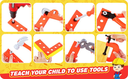 Kinder Werkzeugkoffer Spielset - mit Bohrmaschine, Helm & Zubehör - Rollenspiel Technikspielzeug