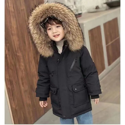Kinder Winterjacke mit Kapuze & Fellkragen - Warm & Wasserabweisend - 5-12 Jahre