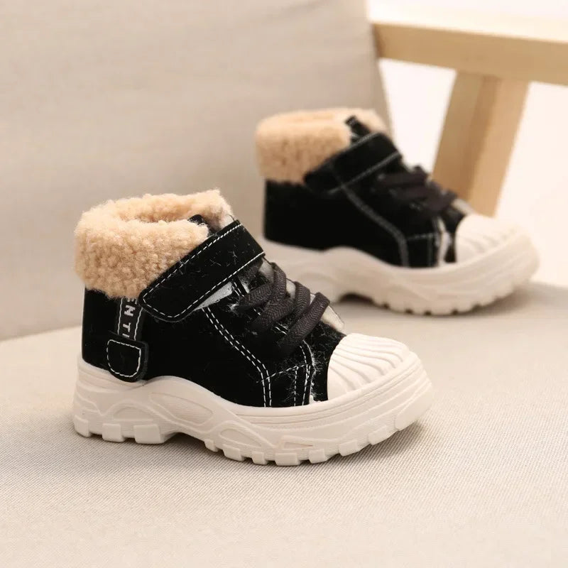 2021 kinder Warme Stiefel Winter Neue Jungen Plus Verdicken Samt Baumwolle Schuhe Mädchen Wasserdichte Kurze Stiefel Baby Baumwolle Stiefel