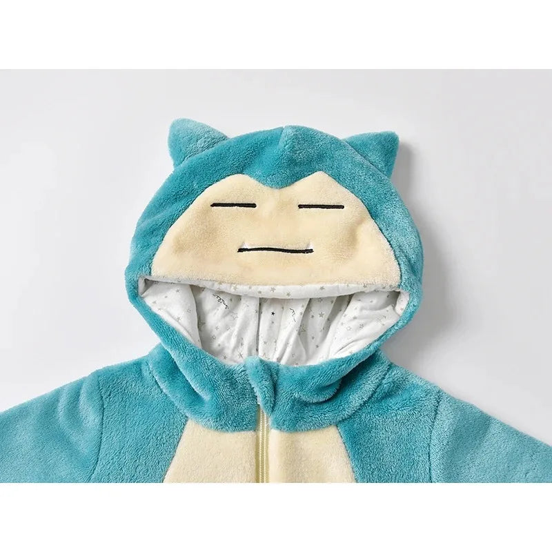 Miniso Pikachu Baby Overall Niedlicher Snorlax Strampler Kleinkind Säugling Neugeborenen Body Kinder Cosplay Winter Kapuzen Outfits