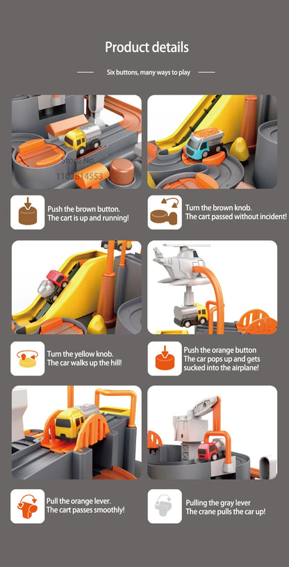 Heißer Racing Rail Auto Modell Zug Track Abenteuer Spiel Tiere Raum Rakete Spielzeug Kinder Pädagogisches Gehirn Mechanische Interaktive