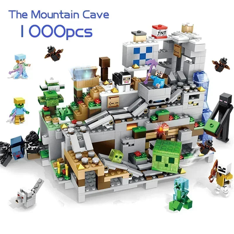 The Cave Village Mine Farm TreeHouse Deep Dark Battle Constructions Bausteinmodell Spielzeug DIY für Kinder Weihnachtsgeschenk