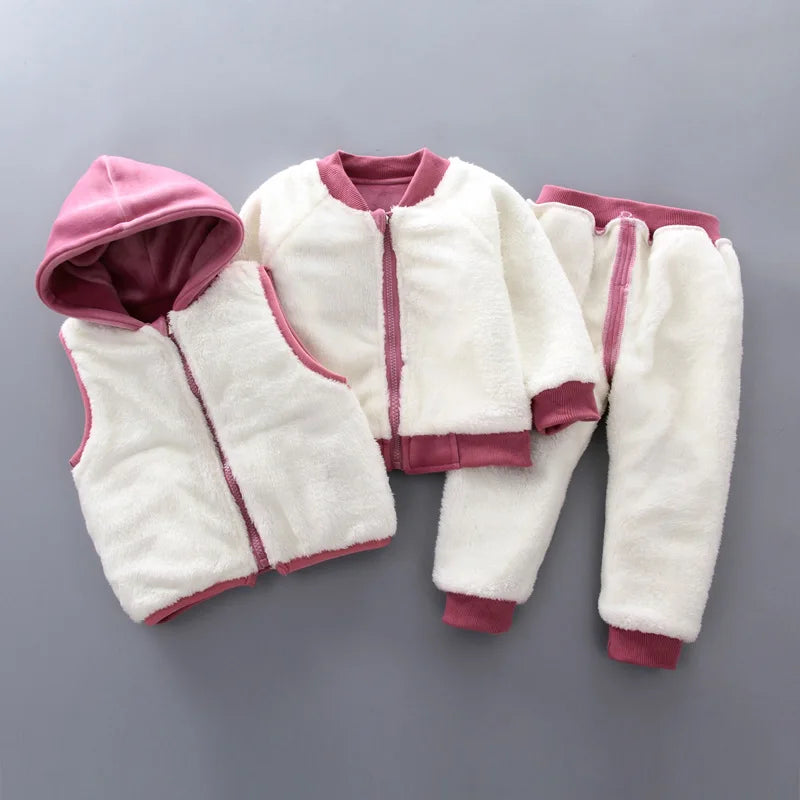 3PCS Winter Herbst Kleinkind Baby Jungen Mädchen Kleidung Baby Pullover Mantel + Hosen + Kapuze Weste Outfit Set Infant warme Kleidung Anzüge