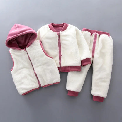 3PCS Winter Herbst Kleinkind Baby Jungen Mädchen Kleidung Baby Pullover Mantel + Hosen + Kapuze Weste Outfit Set Infant warme Kleidung Anzüge