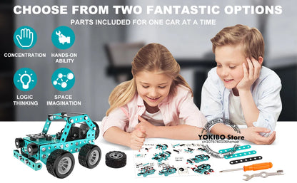 Metall Baukasten Auto - Technik Bauset für Kinder - Offroad Truck Modell zum Selberbauen