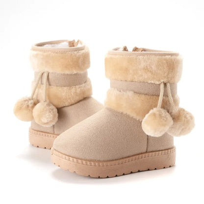Mädchen Winter Schneestiefel mit Warmfutter & Bommel - 2-8 Jahre