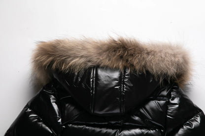 Kinder Winterjacke mit Fellkragen - Glänzend & Warm - Wasserdicht - 1-8 Jahre