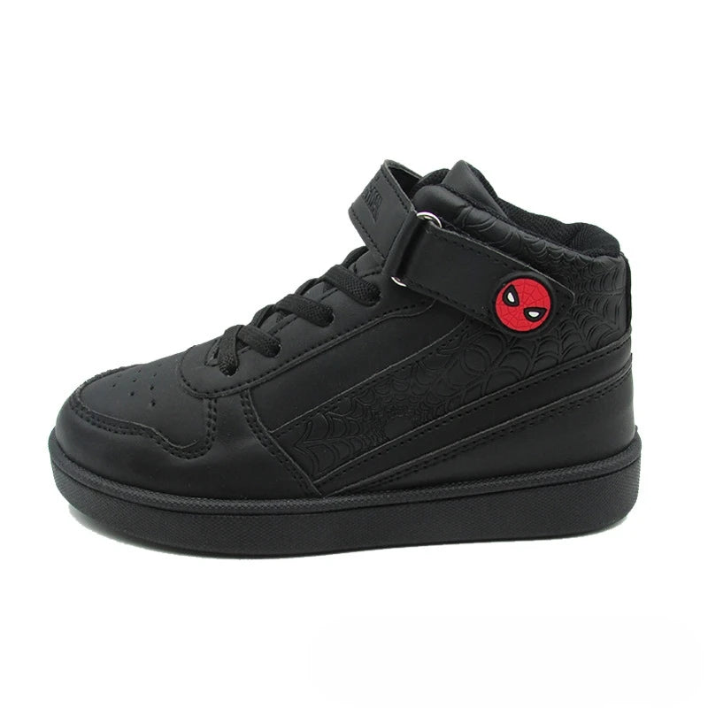 Kids'Casual Shoes Boys Cartoon PU Leather Spring Outdoor Flat Bottom Shoes For Anti-slip Soft Bottom Black Size 28-33
