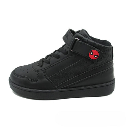 Kids'Casual Shoes Boys Cartoon PU Leather Spring Outdoor Flat Bottom Shoes For Anti-slip Soft Bottom Black Size 28-33