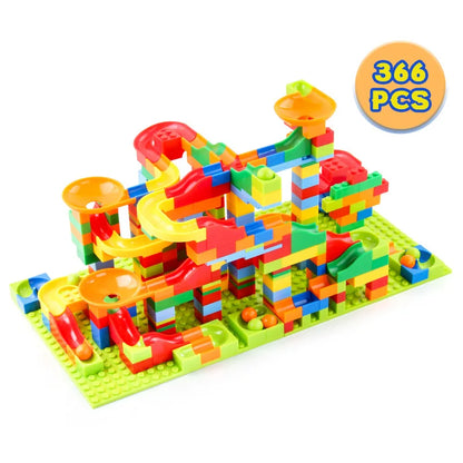 Marble Run - Kugelbahn Bausteine Set - 84 bis 504 Teile - Bunte Murmelbahn zum Bauen & Spielen