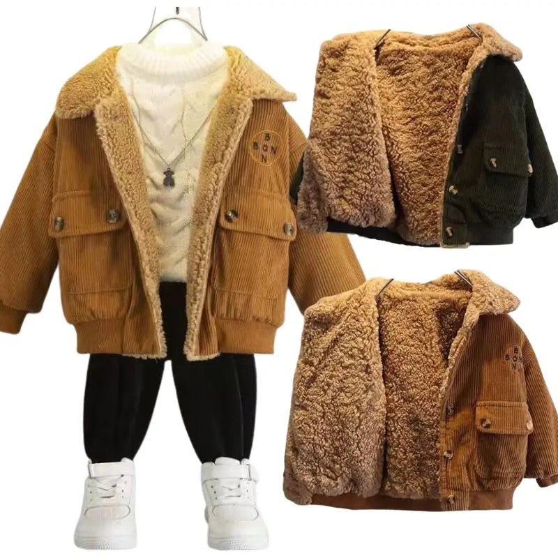 Jungen Cord-Jacke mit fleece - Warmer Wintermantel - 1-5 Jahre
