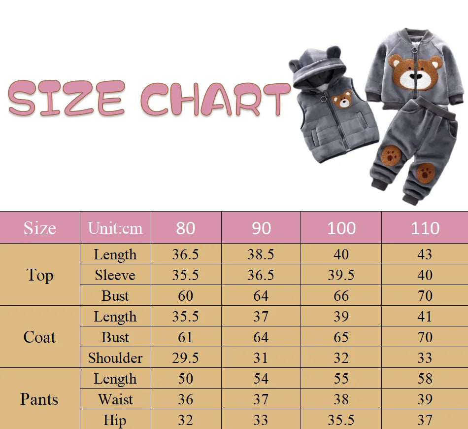 3PCS Winter Herbst Kleinkind Baby Jungen Mädchen Kleidung Baby Pullover Mantel + Hosen + Kapuze Weste Outfit Set Infant warme Kleidung Anzüge