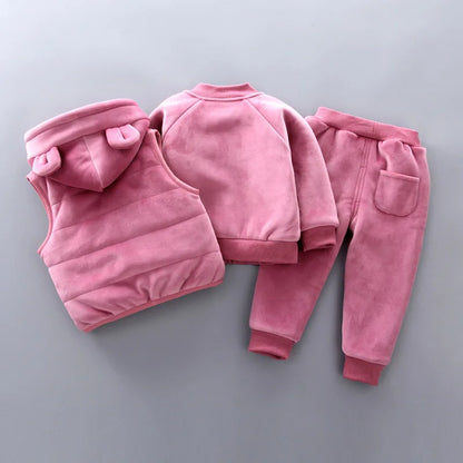 3PCS Winter Herbst Kleinkind Baby Jungen Mädchen Kleidung Baby Pullover Mantel + Hosen + Kapuze Weste Outfit Set Infant warme Kleidung Anzüge