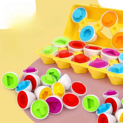 Eierpuzzle - Montessori Lernspielzeug - Formen- & Farben-Eier Set - 12 Teile