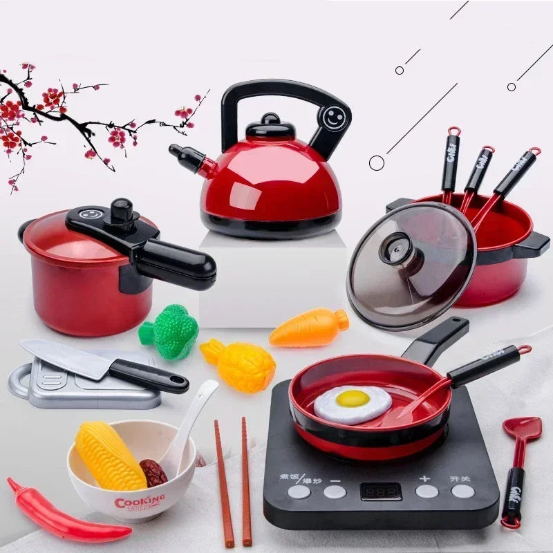 Kinderküchen-Set mit Kochgeschirr & Utensilien - Rollenspiel Kochset