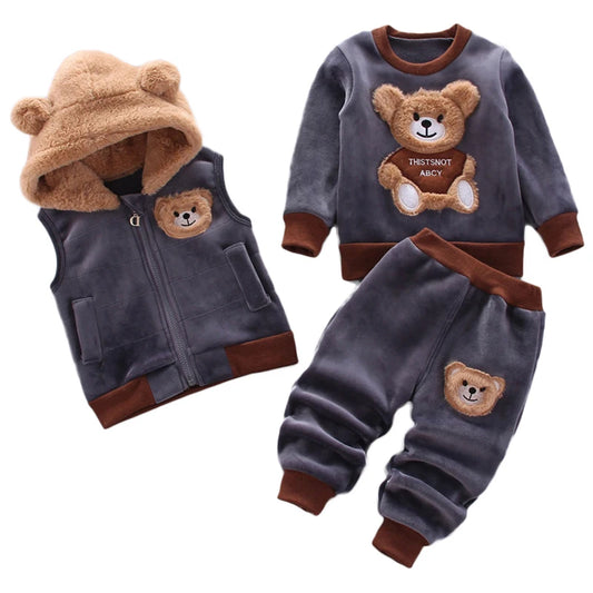 3PCS Winter Herbst Kleinkind Baby Jungen Mädchen Kleidung Baby Pullover Mantel + Hosen + Kapuze Weste Outfit Set Infant warme Kleidung Anzüge