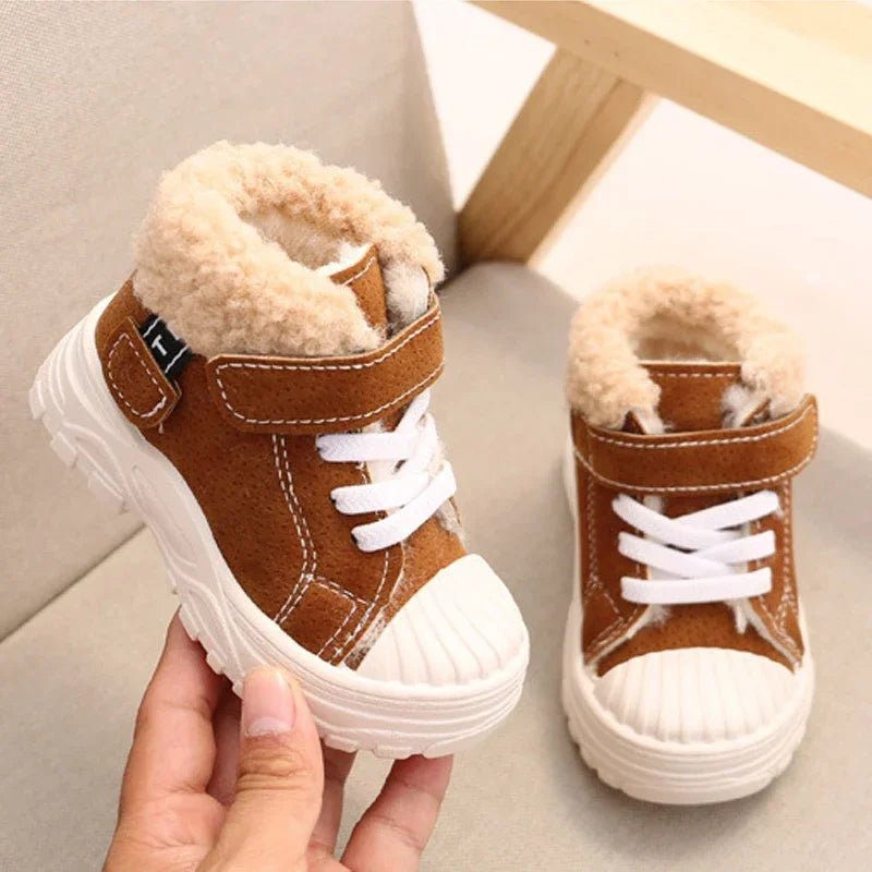 2021 kinder Warme Stiefel Winter Neue Jungen Plus Verdicken Samt Baumwolle Schuhe Mädchen Wasserdichte Kurze Stiefel Baby Baumwolle Stiefel