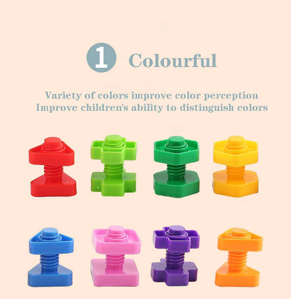 Schraub- & Steckspiel Lernspielzeug – Bunte Formen & Farben