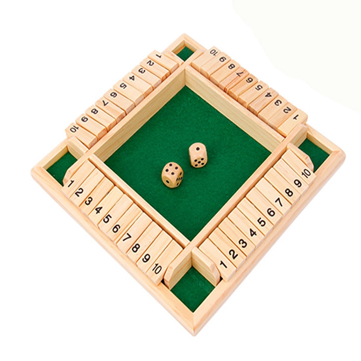 Holz Würfelspiel - Shut the Box - Familienspiel für 2-4 Spieler